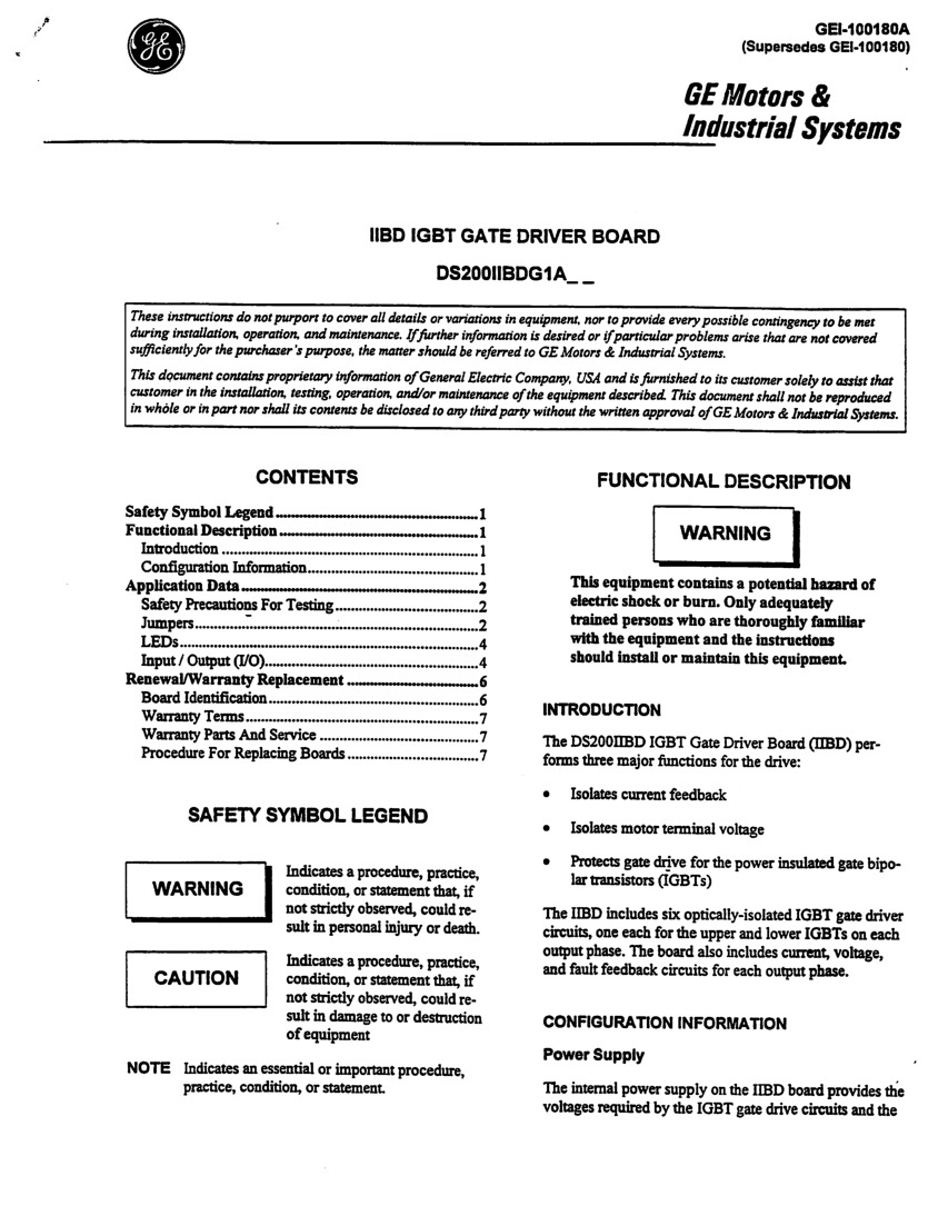 First Page Image of DS200IIBDG1AEA MANUAL GEI-100180A.pdf